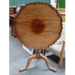 MAHOGANY TILT TOP TABLE ON CARVED TRIPOD SUPPORTS