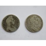 TWO WILLIAM III (1697) HALF CROWNS