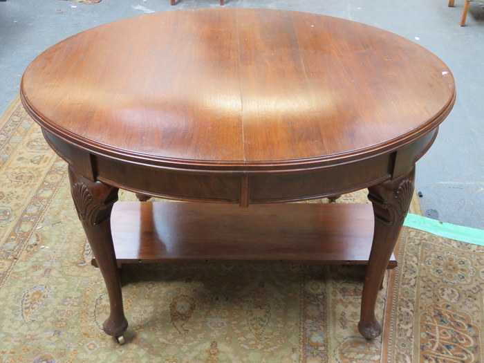 VICTORIAN STYLE MAHOGANY DINING TABLE WITH ONE LEAF