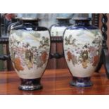 PAIR OF JAPANESE HANDPAINTED CERAMIC VASES