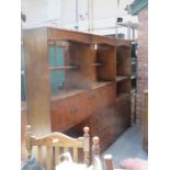 LARGE PRIORY STYLE OAK THREE SECTION WALL UNIT