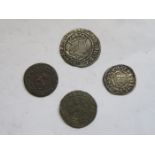 HENRY VIII SILVER COIN AND THREE OTHER EARLY COINS