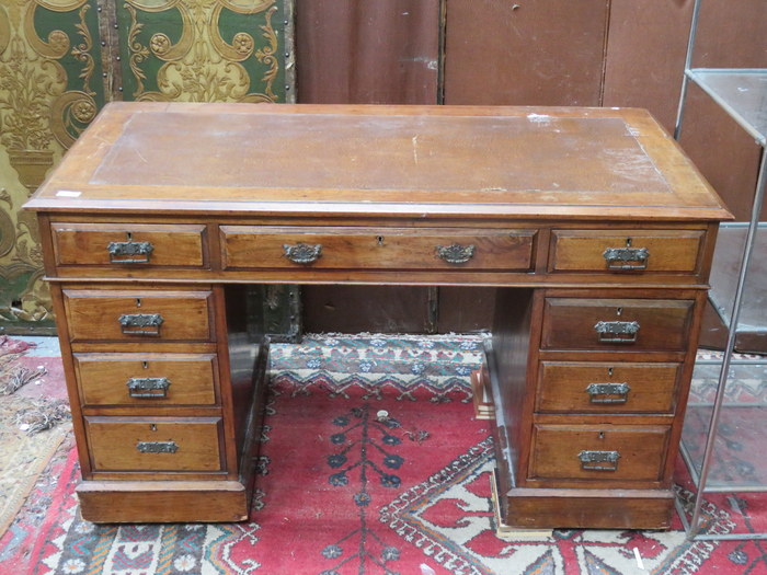 MAHOGANY PEDESTAL WRITING DESK