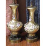 PAIR OF VENETIAN STYLE FLORAL GLASS LAMP BASES