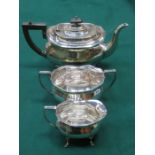 ART DECO STYLE SILVER PLATED THREE PIECE TEA SET