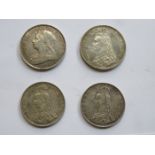 TWO VICTORIA (1887 AND 1894) CROWNS AND TWO VICTORIA (1887) HALF CROWNS