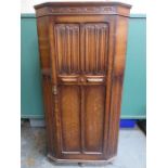 OAK LINENFOLD FRONTED SINGLE DOOR HALL WARDROBE