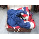 BOX CONTAINING VINTAGE FLAGS