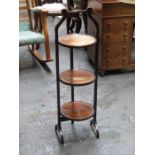 MAHOGANY THREE TIER FOLDING CAKE STAND