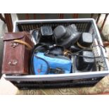 BOX CONTAINING LARGE QUANTITY OF VARIOUS CAMERAS AND ACCESSORIES