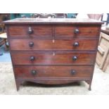 ANTIQUE MAHOGANY TWO OVER THREE CHEST OF DRAWERS