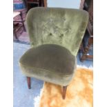 GREEN UPHOLSTERED SINGLE CHAIR