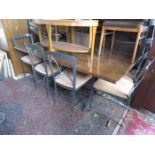 METAL BASED DINING TABLE AND SIX CHAIRS