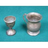 SMALL HALLMARKED SILVER CHRISTENING CUP AND HALLMARKED SILVER EGG CUP