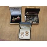 PAIR OF 9ct GOLD CUFFLINKS AND VARIOUS OTHER CUFFLINKS