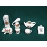 SMALL PARCEL OF CRESTED WARE INCLUDING PIG, LONGCASE CLOCK, ETC.