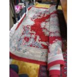 LARGE RED CHINESE FLORAL FLOOR RUG