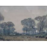 DAVID A BAXTER FRAMED WATERCOLOUR DEPICTING A WOODLAND SCENE 38CM X 53 CM