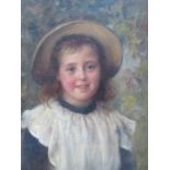 R E MORRISON FRAMED OIL ON BOARD PORTRAIT DEPICTING A COUNTRY GIRL APPROXIMATELY 40CM X 30CM