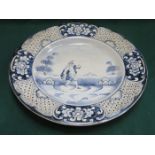 19th CENTURY DELFT STYLE CIRCULAR CHARGER,