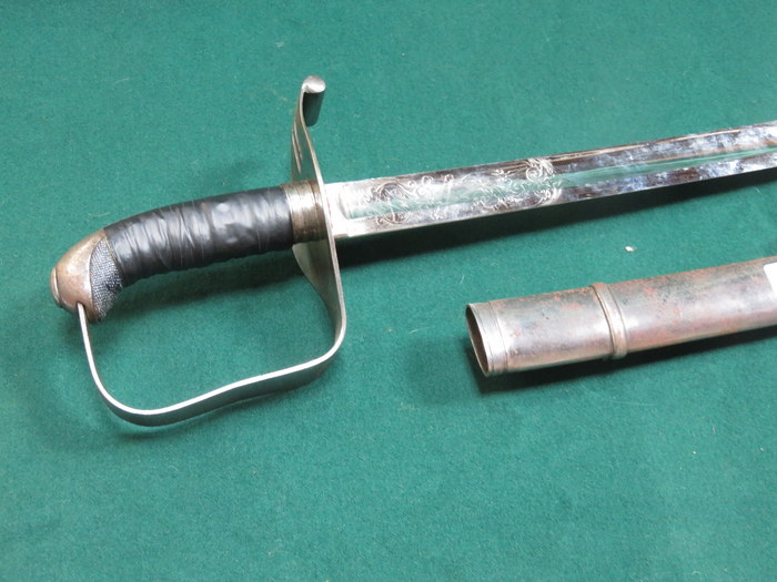 AUSTRIAN DRESS SWORD WITH METAL SCABBARDS, ENGRAVINGS ON HILT END,