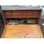 WOODEN TOOL BOX WITH CONTENTS