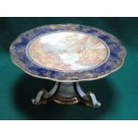 HANDPAINTED AND GILDED AYNSLEY CAKE STAND DEPICTING LLANBERIS GLEN,