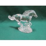 WATERFORD GLASS FIGURE DEPICTING A GALLOPING HORSE,