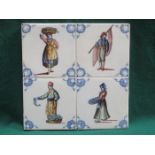 SET OF FOUR DELFT STYLE CERAMIC TILES