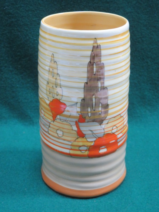 CLARICE CLIFF BIZARRE FLORAL DECORATED CERAMIC VASE,