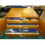 OAK CASED PART CANTEEN OF WALKER & HALL SILVER PLATED CUTLERY