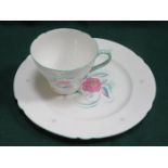 SET OF SIX SHELLEY FLORAL DECORATED SANDWICH PLATES WITH FIVE CUPS
