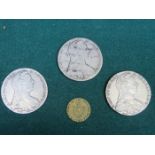 THREE 1780 SILVER COLOURED COINS PLUS 1788 COIN