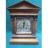 MAHOGANY CASED BRACKET CLOCK WITH ORMOLU MOUNTED BRASS DIAL