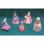 ROYAL DOULTON FIGURE- JANET PLUS FOUR OTHER VARIOUS CERAMIC FIGURES