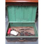 METAL STORAGE BOX CONTAINING VARIOUS TOOLS