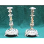 EARLY PAIR OF HALLMARKED SILVER CANDLESTICKS (SCONCES DEFICIENT), BIRMINGHAM ASSAY, MARK'S WORN,