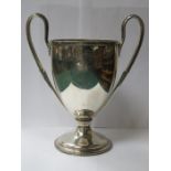 GEORGE III HALLMARKED SILVER TWO HANDLED CRESTED CUP, LONDON ASSAY, 1782, BY CHARLES WRIGHT,