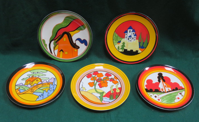 FIVE LIMITED EDITION CLARICE CLIFF BY WEDGWOOD CERAMIC PLATES