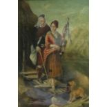 18th/19th CENTURY GILT FRAMED OIL PAINTING DEPICTING THE SCOTTISH PIPER,