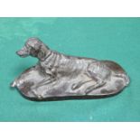 BRONZE EFFECT RECLINING DOG,