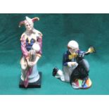TWO ROYAL DOULTON GLAZED CERAMIC FIGURES- THE JESTER, HN2016, AND PARTNERS,
