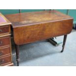 MAHOGANY SINGLE DRAWER DROP LEAF PEMBROKE TABLE