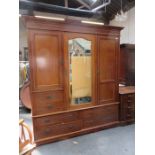 EDWARDIAN MAHOGANY INLAID COMBINATION WARDROBE