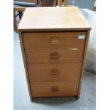 TEAK FOUR DRAWER BEDSIDE CABINET