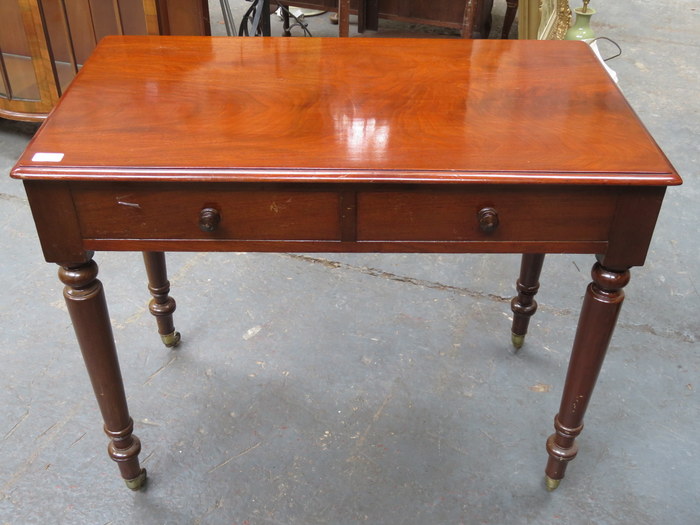 MAHOGANY TWO DRAWER SIDE TABLE