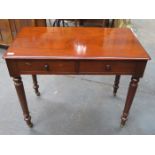 MAHOGANY TWO DRAWER SIDE TABLE