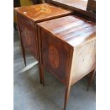 PAIR OF INITIALLED ANTIQUE BEDSIDE CABINETS,