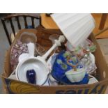 BOX OF VARIOUS SUNDRY CERAMICS AND GLASSWARE