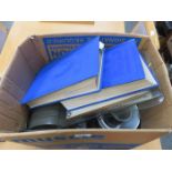 BOX OF PHOTO FRAMES, CERAMICS AND ALBUMS, ETC.